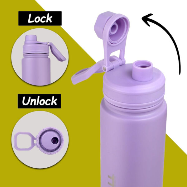 BPA-Free Insulated Water Bottle 650ml Capacity Leakproof Twist on Lid Slim Insulated Stainless Steel Water Bottle with Lid - Image 5