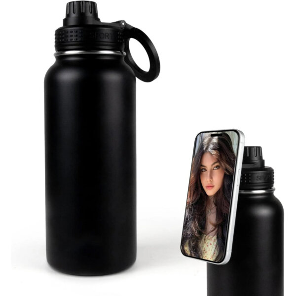 Gym Sports Bottle 1000ml Stainless Steel Gym & Sports Bottle for Men and Women Compatible Water Bottle with Magnetic Phone Holder - Image 4