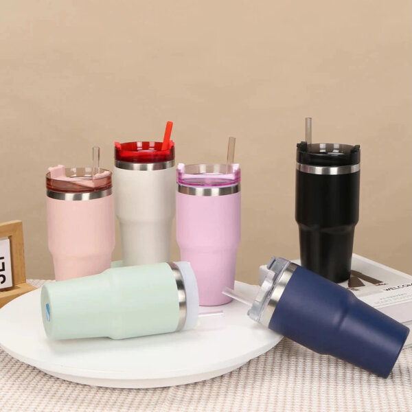 Metal Vacuum Water Flask 20oz Insulated Water Bottle with Straw Stainless Steel Metal Vacuum Water Flask Large Thermos Water bottle for Travel Camping Gym - Image 4