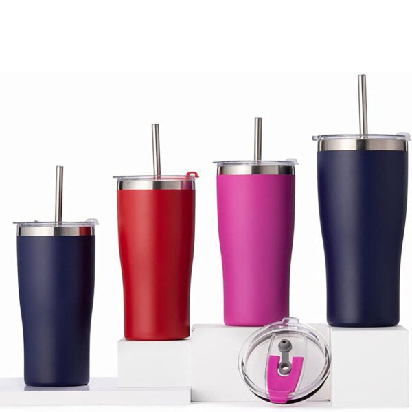 Double-layer Steel Bottle 600ml Sports Water Bottle Wide Mouth Cover with Straw Beer Cup Customized Logo - Image 4