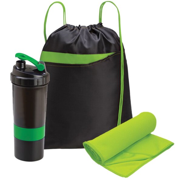 Fitness Gift Set with 3-in-1 Shaker Bottle Cooling Towel In Handy Drawstring Bag Bottle Gift Pack - Image 3