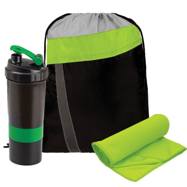Workout Gift Set with 3-in-1 Shaker Bottle Cooling Towel In Handy Drawstring Bag Bottle Gift Pack - Image 4