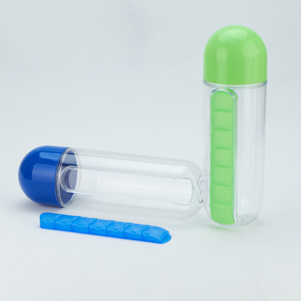 pill box water bottle 2 in 1 Water Bottle pill Box Storage Box Daily Sports Water Bottle with Pill Box Organizer - Image 2