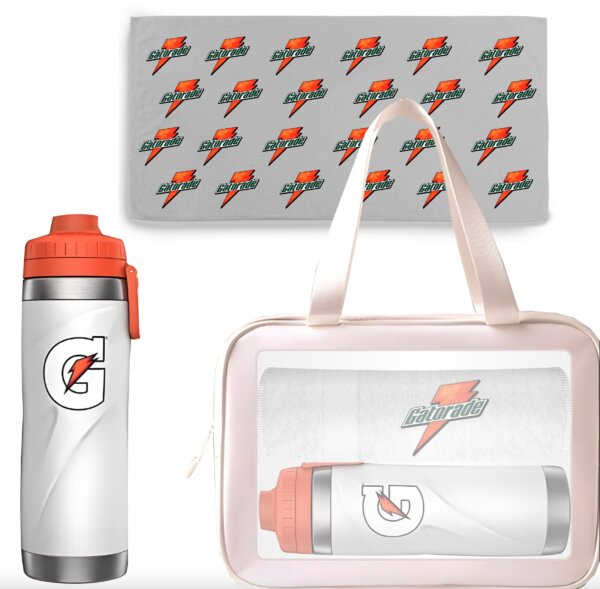 Gatorade Metal Bottle Set with 600ml Insulated Stainless Steel Water Bottle Towel and Bag OEM Bottle Gift Pack - Image 5