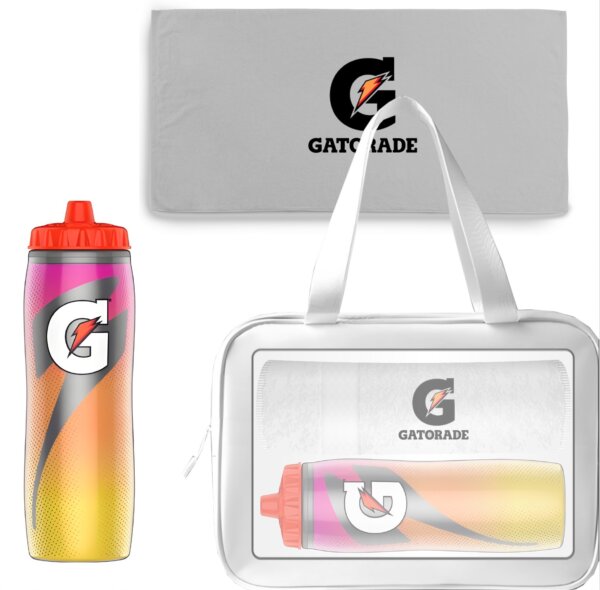 Gatorade Towel Pack with 800ml Sport Water Bottle and Towel with  Bag OEM Squeeze Bottle Gift Pack - Image 3