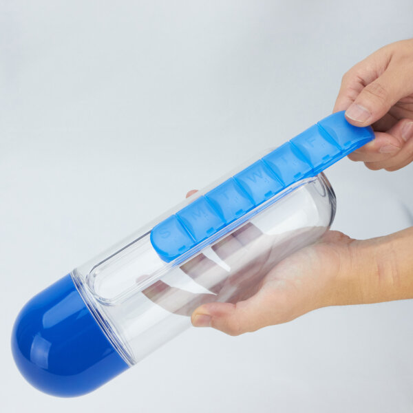 pill box water bottle 2 in 1 Water Bottle pill Box Storage Box Daily Sports Water Bottle with Pill Box Organizer - Image 4