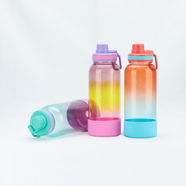 1L screw bottle Plastic Bottle with Screw Lip Colorful Spray Painting Bottle with Rubber Bottom Insulated Water Jug BPA-Free Bottle - Image 2
