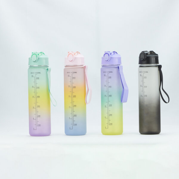 color sports bottle 700ml Plastic Bottle with Screw Lip Sports Water Bottle Reusable Water Bottles Leakproof  Colorful Spray Painting Bottle - Image 2