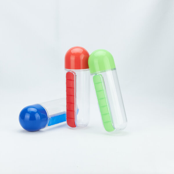 pill box water bottle 2 in 1 Water Bottle pill Box Storage Box Daily Sports Water Bottle with Pill Box Organizer - Image 3