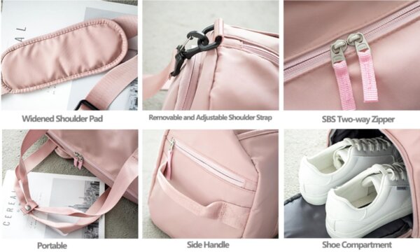 Workout Duffel Bag Chic Blush with Built in Shoe Compartment for Gym to Life - Image 5