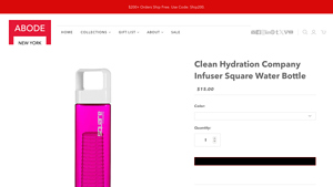 Abode New York - Clean Hydration Company Infuser Square Water Bottle