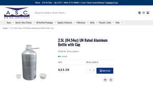Air Sea Containers - UN Rated Aluminum Bottle 2.5L