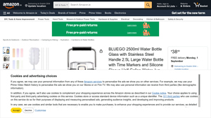 BLUEGO - 2.5L Borosilicate Glass Bottle