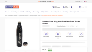 BannerBuzz - Personalized Magnum Stainless Steel Water Bottle