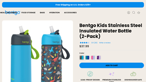 Bentgo - Kids Stainless Steel Insulated Water Bottle (2-Pack)
