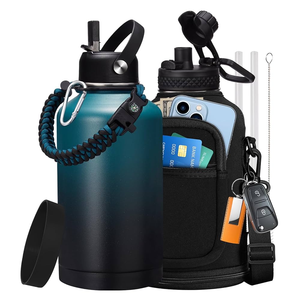 A stock image illustrating big metal water bottles concepts