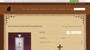 Biretta Books - 2oz Stainless Steel Holy Water Bottle