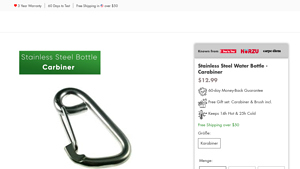 Blockhuette - Stainless Steel Water Bottle with Carabiner