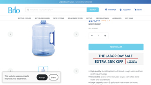 Briowater - 2-Gallon BPA-Free Water Bottle