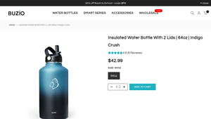 Buzio - 64 oz Insulated Water Bottle with Straw