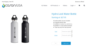 Cosan - Hydro-Lock Water Bottle