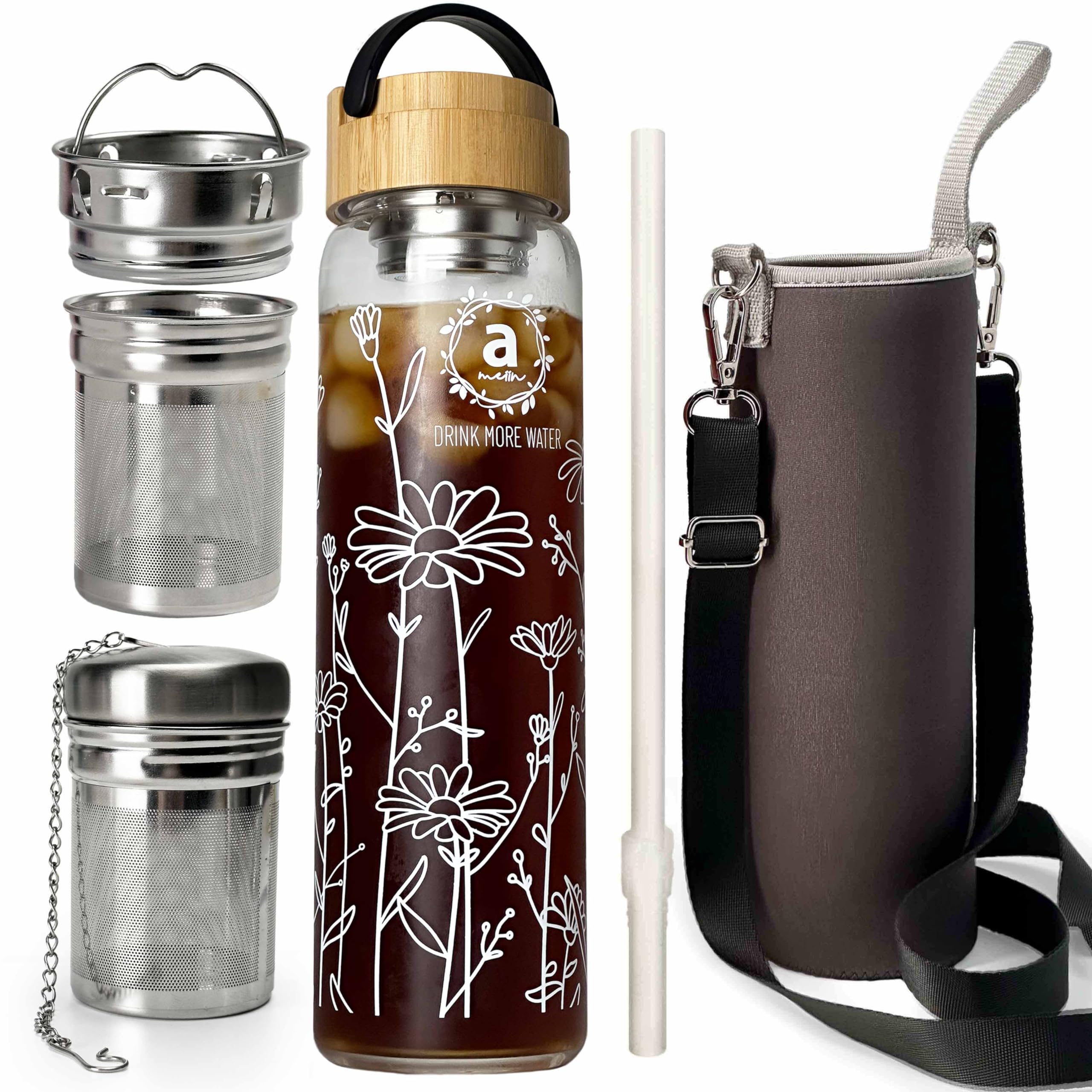A stock image illustrating drink bottle with tea infuser concepts