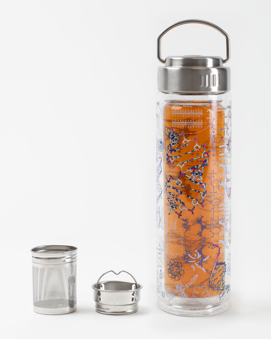 A stock image illustrating drink bottle with tea infuser concepts