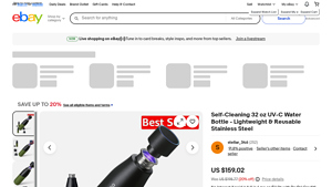 Self-Cleaning 32 oz UV-C Water Bottle - Stainless Steel