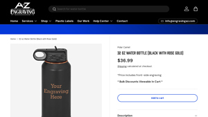 Polar Camel - 32 oz Water Bottle (Black with Rose Gold)