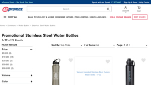 ePromos - Branded Stainless Steel Water Bottles