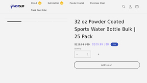 Fast Sub Supply - 32 oz Powder Coated Sports Water Bottle