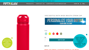 FiftyFifty - 18oz Stainless Steel Bottle with Wide Mouth Straw Cap