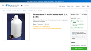 Fisherbrand - HDPE Wide Neck 2.5L Bottle