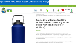 Frosted Frog - 128 oz Double Wall Stainless Steel Growler