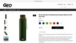 GeoBottles - 28 oz Powder SS Widemouth Sports Bottle