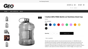GeoBottles - 1 Gallon BPA Free Bottle