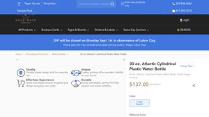 Gold Image Printing - 30 oz. Atlantic Water Bottle