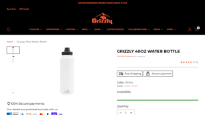 Grizzly - 40oz Water Bottle