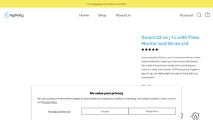 Hydracy - 32 oz Time Marker Water Bottle