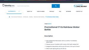 Identity Links - Promotional 17 Oz Rainbow Water Bottle