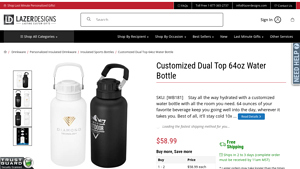 Lazer Designs - Customized Dual Top 64oz Water Bottle