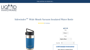Liquid Hardware - Sidewinder Stainless Steel Water Bottle
