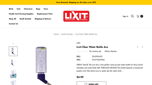 Lixit - Clear Water Bottle 4oz