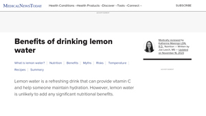 Medical News Today - Lemon Water Benefits