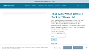 MyThermoFlask - 16oz Kids Water Bottle Two Pack with Straw Lid