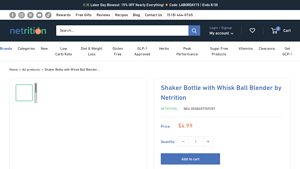 Netrition - Shaker Bottle with Whisk Ball Blender