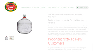 Mountain Valley Spring Water - 2.5 Gallon Glass Bottle