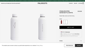 Paliroots - Stainless Steel Water Bottle White
