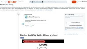 Reddit - Stainless Steel Water Bottle