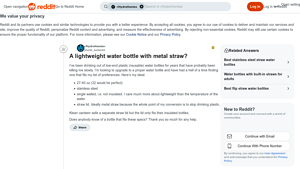 Reddit - Lightweight Stainless Steel Water Bottle with Metal Straw